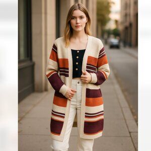 NWT ROXY Above The Sun Colorblock Cardigan Oversized Medium